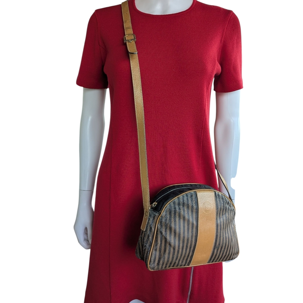 Fendi Black and Tan Striped Crossbody Bag - Picture 5 of 16